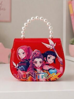 Kpop Demon Hunters Mini Purse Red Pearl Handle Handbag w/ Dust Bag Brand New